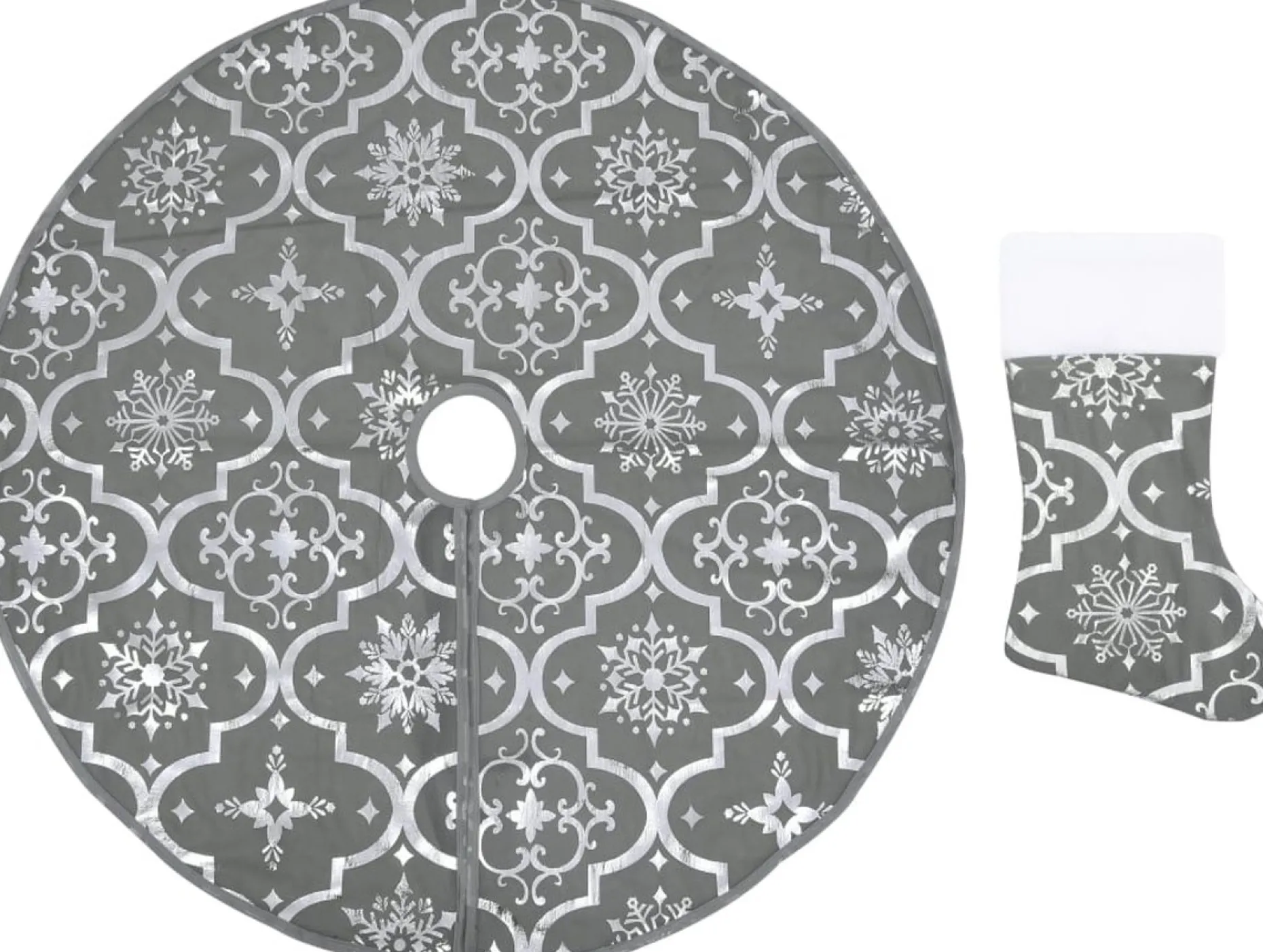 vidaXL Kerstboomstandaarden^ Kerstboomrok Luxe Met Sok 90 Cm Stof Grijs