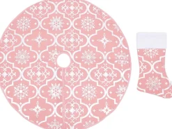 vidaXL Kerstboomstandaarden^ Kerstboomrok Luxe Met Sok 90 Cm Stof Roze