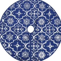 vidaXL Kerstboomstandaarden^ Kerstboomrok Luxe Met Sok 90 Cm Stof Blauw