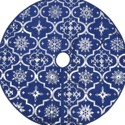 vidaXL Kerstboomstandaarden^ Kerstboomrok Luxe Met Sok 150 Cm Stof Blauw
