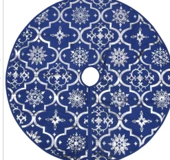 vidaXL Kerstboomstandaarden^ Kerstboomrok Luxe Met Sok 150 Cm Stof Blauw