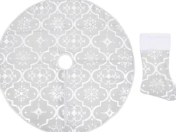 vidaXL Kerstboomstandaarden^ Kerstboomrok Luxe Met Sok 150 Cm Stof Wit
