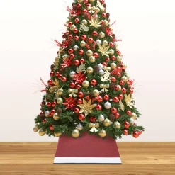 vidaXL Kerstboomstandaarden^ Kerstboomrok 48X48X25 Cm Rood En Wit