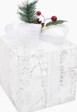 vidaXL Verlichte Kerstfiguren^ Kerstdecoratie Geschenkdozen 3 St Binnen/Buiten Wit