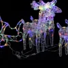 vidaXL Verlichte Kerstfiguren^ Kerstdecoratie Rendieren En Slee 280X28X55 Cm Acryl