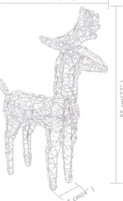 vidaXL Verlichte Kerstfiguren^ Kerstdecoratie Rendieren En Slee 280X28X55 Cm Acryl