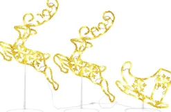 vidaXL Verlichte Kerstfiguren^ Kerstdecoratie Rendieren En Slee 260X21X87 Cm Acryl Warmwit