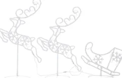 vidaXL Verlichte Kerstfiguren^ Kerstdecoratie Rendieren En Slee 260X21X87 Cm Acryl Warmwit