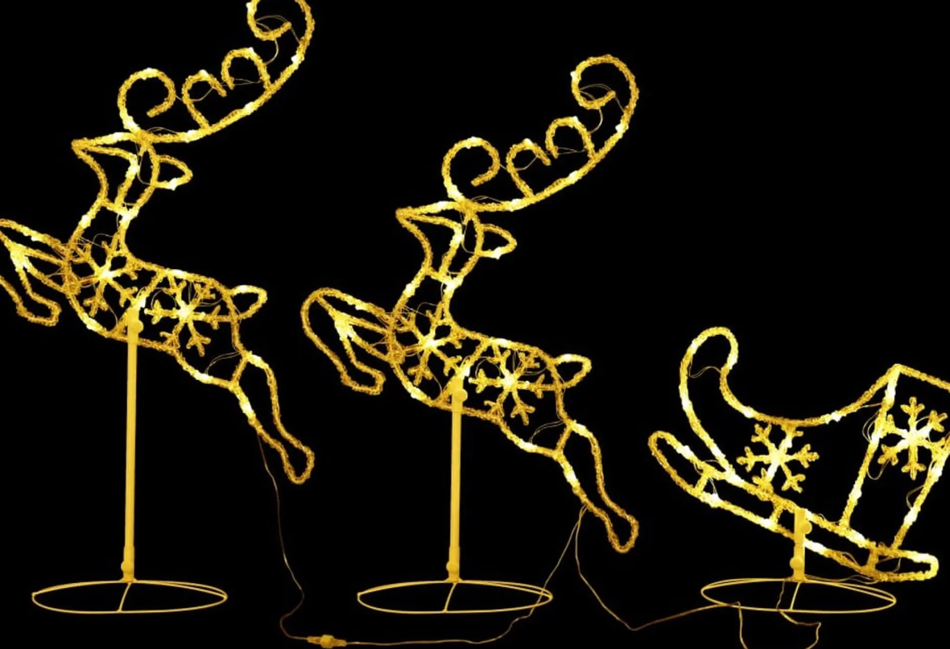 vidaXL Verlichte Kerstfiguren^ Kerstdecoratie Rendieren En Slee 260X21X87 Cm Acryl Warmwit