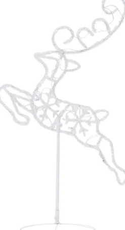 vidaXL Verlichte Kerstfiguren^ Kerstdecoratie Rendieren En Slee 260X21X87 Cm Acryl Warmwit