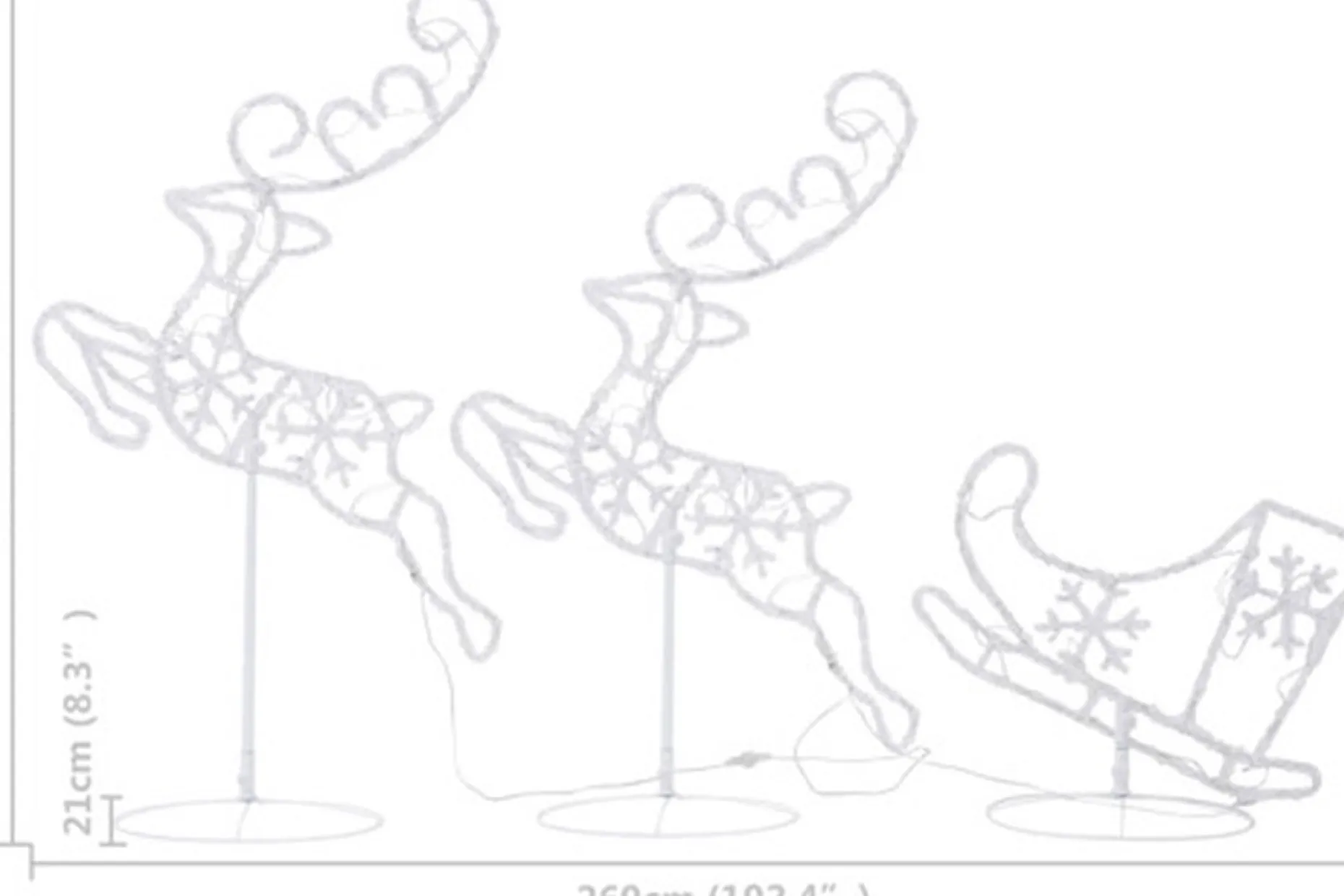 vidaXL Verlichte Kerstfiguren^ Kerstdecoratie Rendieren En Slee 260X21X87 Cm Acryl Warmwit