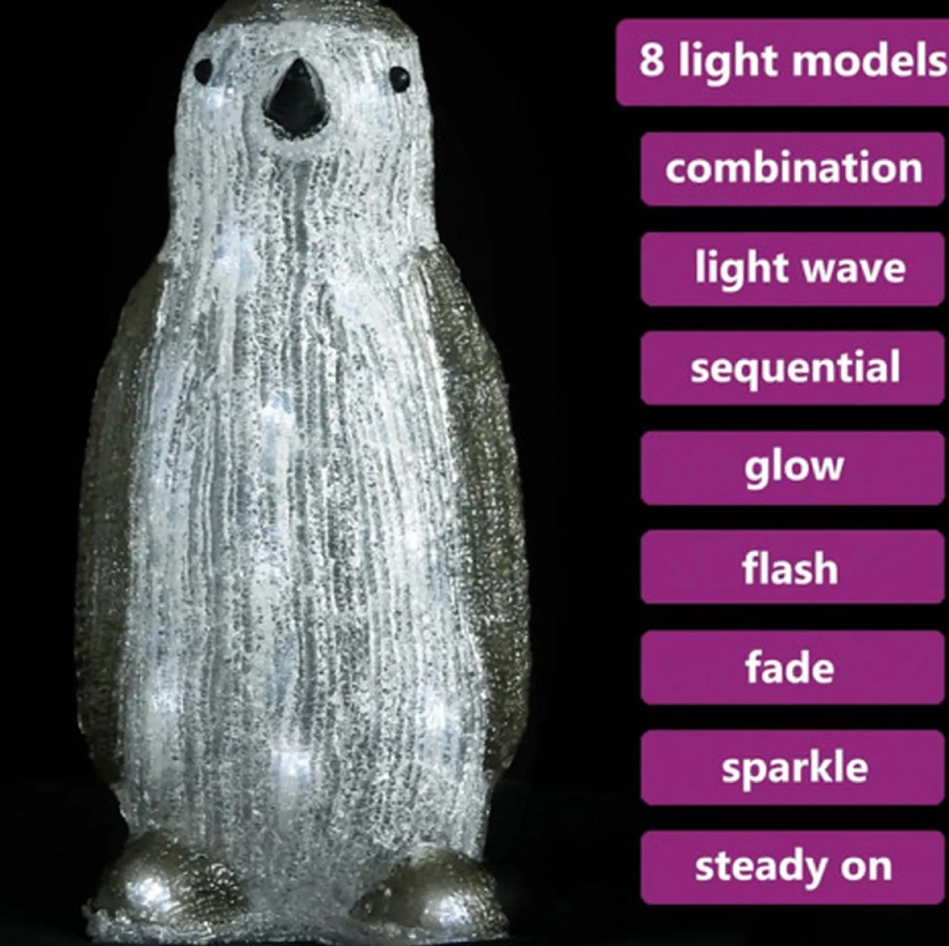 vidaXL Verlichte Kerstfiguren^ Kerstfiguur Pinguin Led Binnen En Buiten 30 Cm Acryl