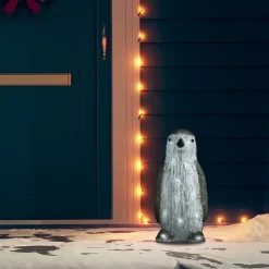 vidaXL Verlichte Kerstfiguren^ Kerstfiguur Pinguin Led Binnen En Buiten 30 Cm Acryl