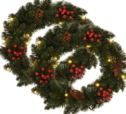 vidaXL Kerstkransen 2 St Met Decoratie 45 Cm Groen Online
