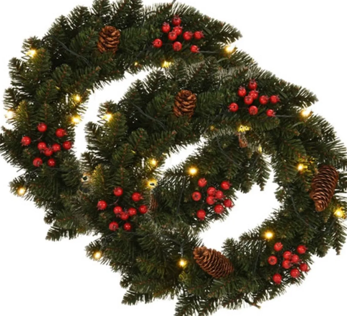 vidaXL Kerstkransen 2 St Met Decoratie 45 Cm Groen Online
