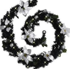 vidaXL Kerstslinger Met Led-Lampjes 2.7 M Pvc Zwart Cheap