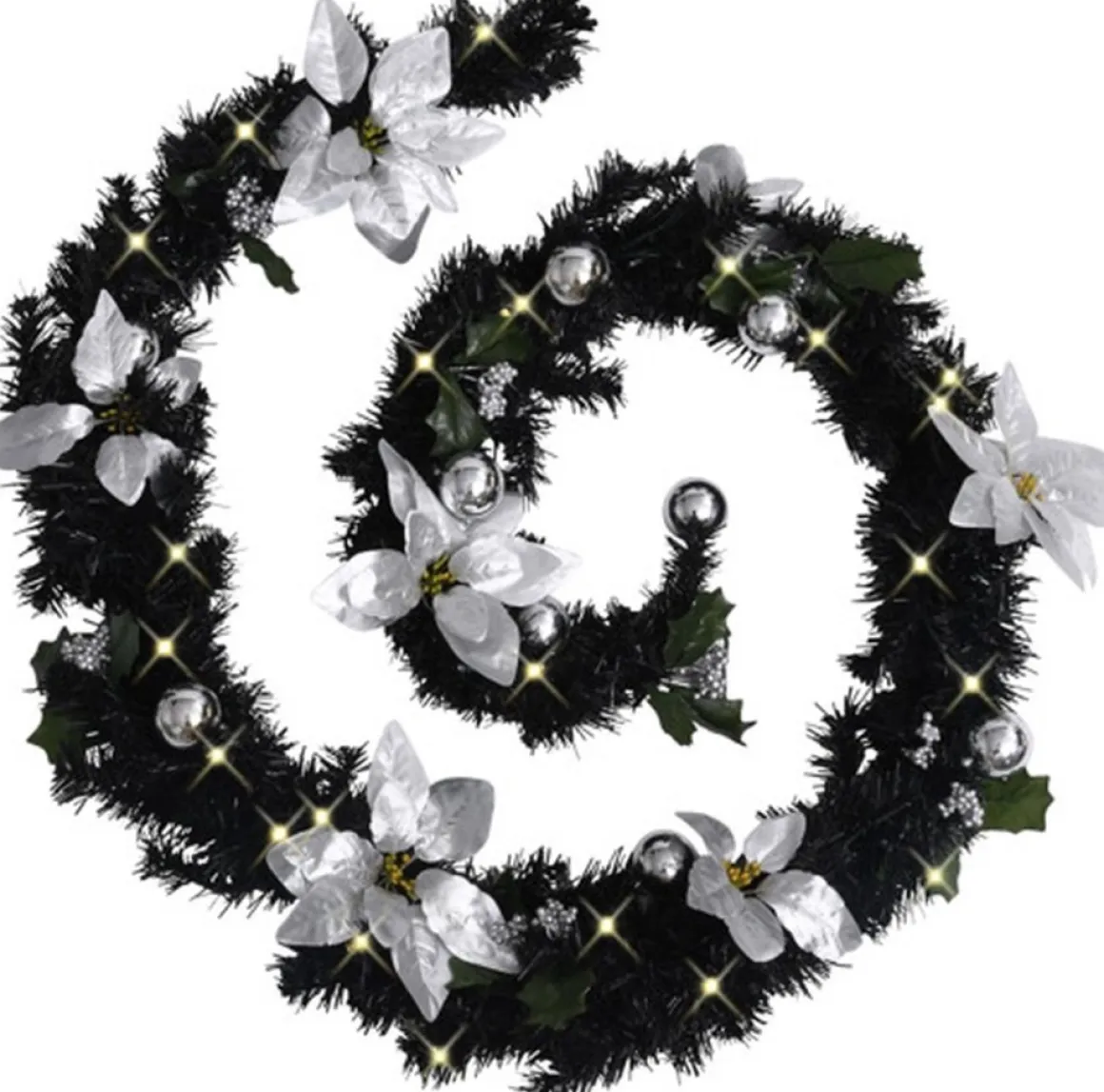 vidaXL Kerstslinger Met Led-Lampjes 2.7 M Pvc Zwart Cheap