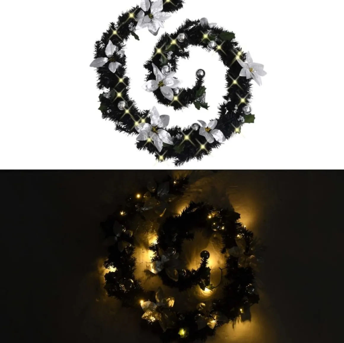 vidaXL Kerstslinger Met Led-Lampjes 2.7 M Pvc Zwart Cheap