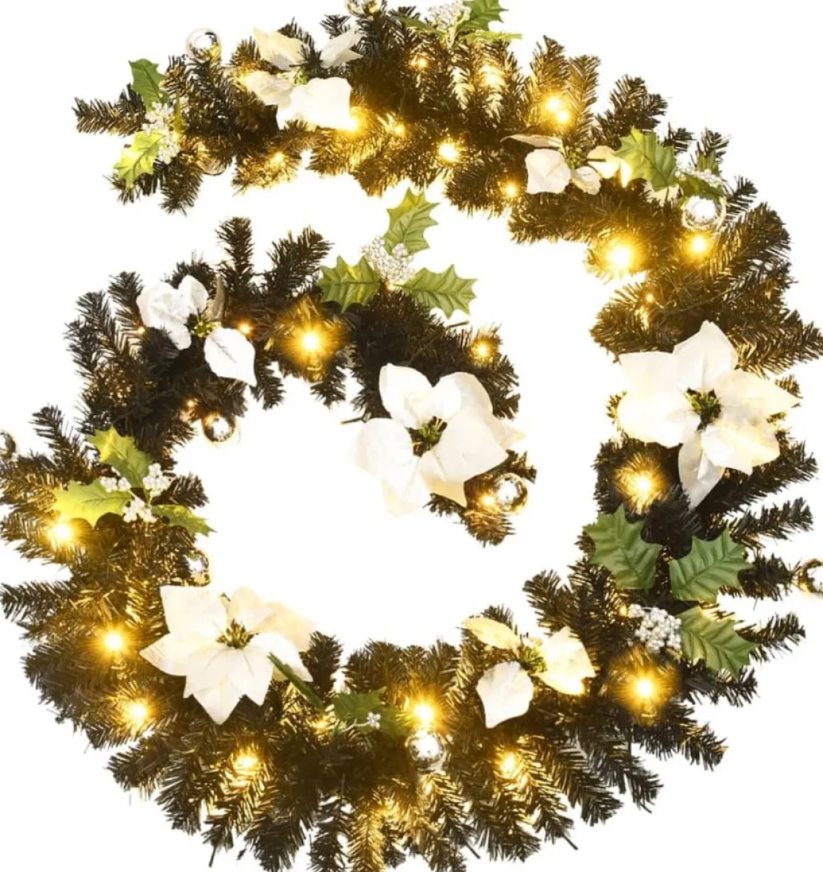 vidaXL Kerstslinger Met Led-Lampjes 2.7 M Pvc Zwart Cheap