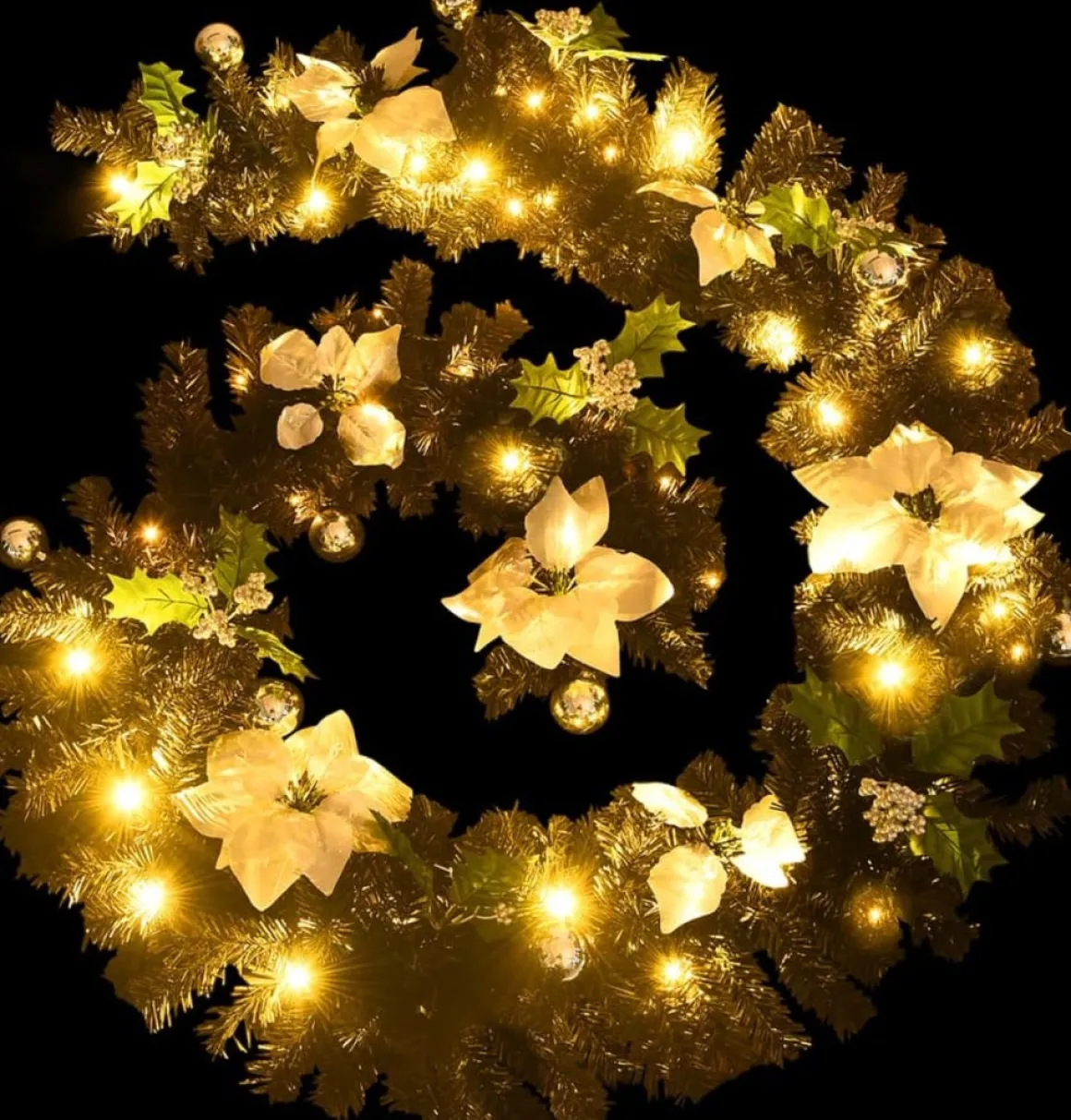 vidaXL Kerstslinger Met Led-Lampjes 2.7 M Pvc Zwart Cheap