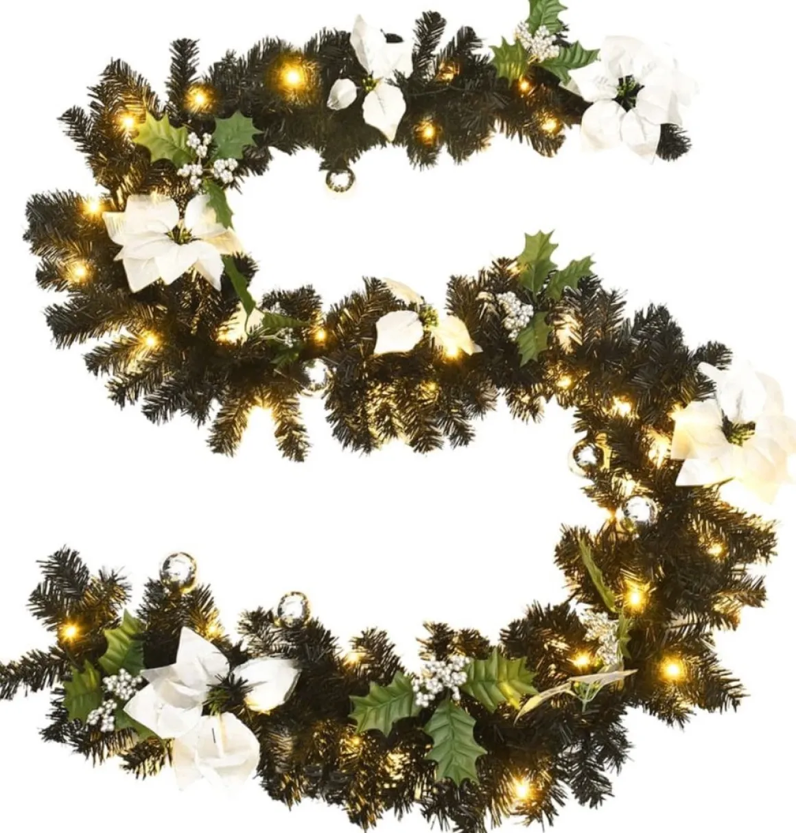 vidaXL Kerstslinger Met Led-Lampjes 2.7 M Pvc Zwart Cheap