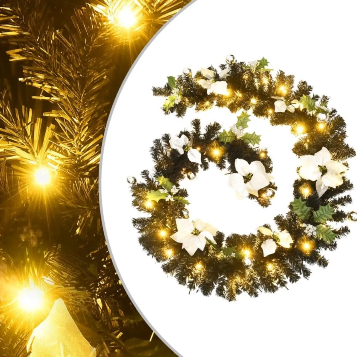 vidaXL Kerstslinger Met Led-Lampjes 2.7 M Pvc Zwart Cheap