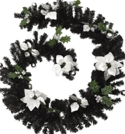 vidaXL Kerstslinger Met Led-Lampjes 2.7 M Pvc Zwart Cheap