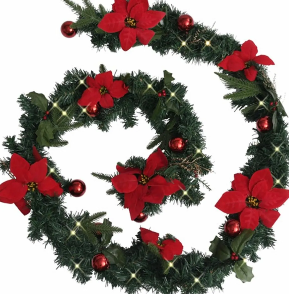 vidaXL Kerstslinger Met Led-Lampjes 2.7 M Pvc Groen Sale