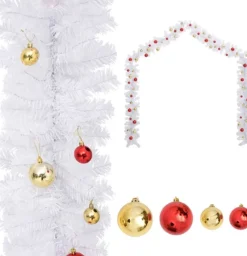 vidaXL Kerstslinger Versierd Met Kerstballen 10 M Wit Discount