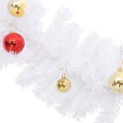 vidaXL Kerstslinger Versierd Met Kerstballen 10 M Wit Discount