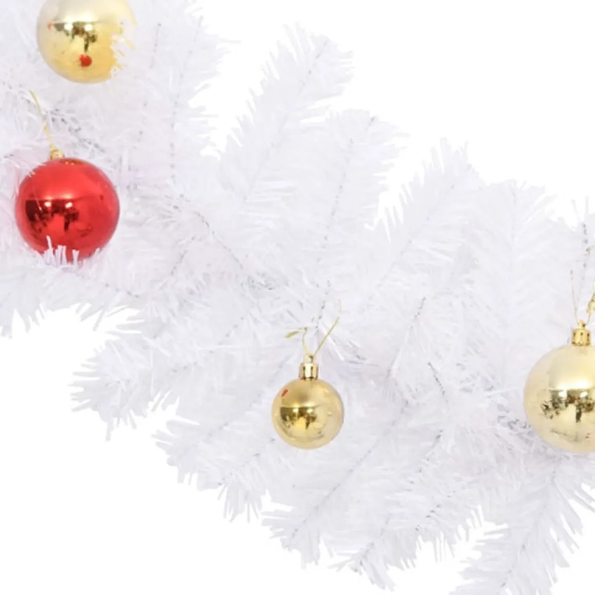 vidaXL Kerstslinger Versierd Met Kerstballen 10 M Wit Discount