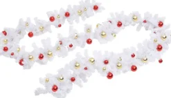 vidaXL Kerstslinger Versierd Met Kerstballen 10 M Wit Discount