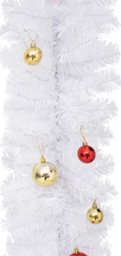 vidaXL Kerstslinger Versierd Met Kerstballen 10 M Wit Discount