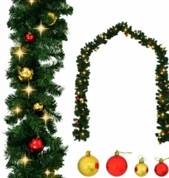 vidaXL Kerstslinger Versierd Met Kerstballen En Led-Lampjes 10 M Online