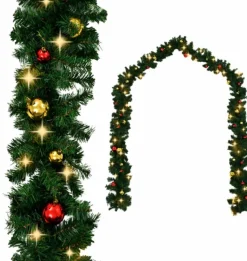 vidaXL Kerstslinger Versierd Met Kerstballen En Led-Lampjes 10 M Online