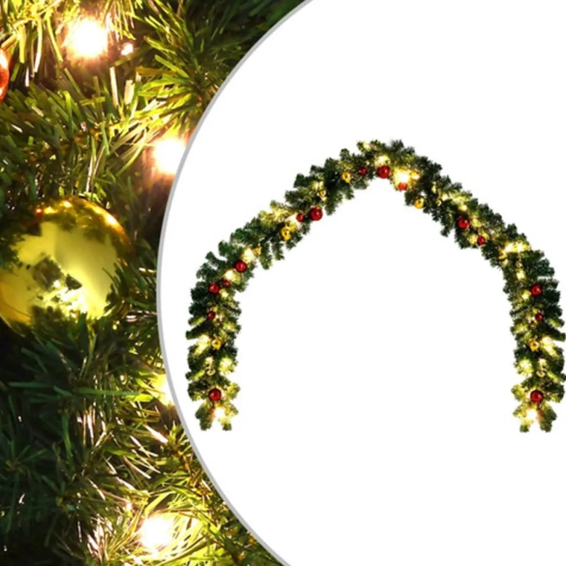 vidaXL Kerstslinger Versierd Met Kerstballen En Led-Lampjes 10 M Online
