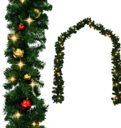 vidaXL Kerstslinger Versierd Met Kerstballen En Led-Lampjes 20 M Hot