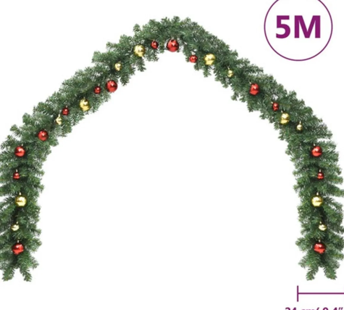 vidaXL Kerstslinger Versierd Met Kerstballen 5 M Clearance