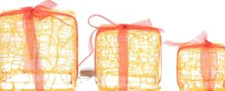 vidaXL Verlichte Kerstfiguren^ Kerstverlichting Geschenkdozen 3 St Decoratief Acryl Warmwit