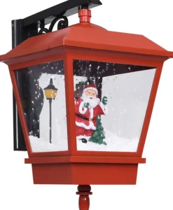vidaXL Verlichte Kerstfiguren^ Kerstwandlamp Met Led-Lampjes En Kerstman 40X27X45 Cm Rood