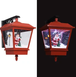 vidaXL Verlichte Kerstfiguren^ Kerstwandlamp Met Led-Lampjes En Kerstman 40X27X45 Cm Rood