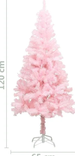 vidaXL Decoratieve Kerstbomen^ Kunstkerstboom Met Standaard 120 Cm Pvc Roze