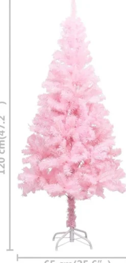 vidaXL Decoratieve Kerstbomen^ Kunstkerstboom Met Standaard 120 Cm Pvc Roze