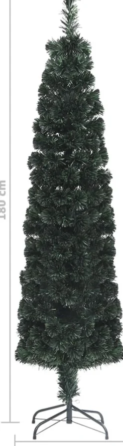 vidaXL Decoratieve Kerstbomen^ Kunstkerstboom Met Standaard Smal Glasvezel 180 Cm