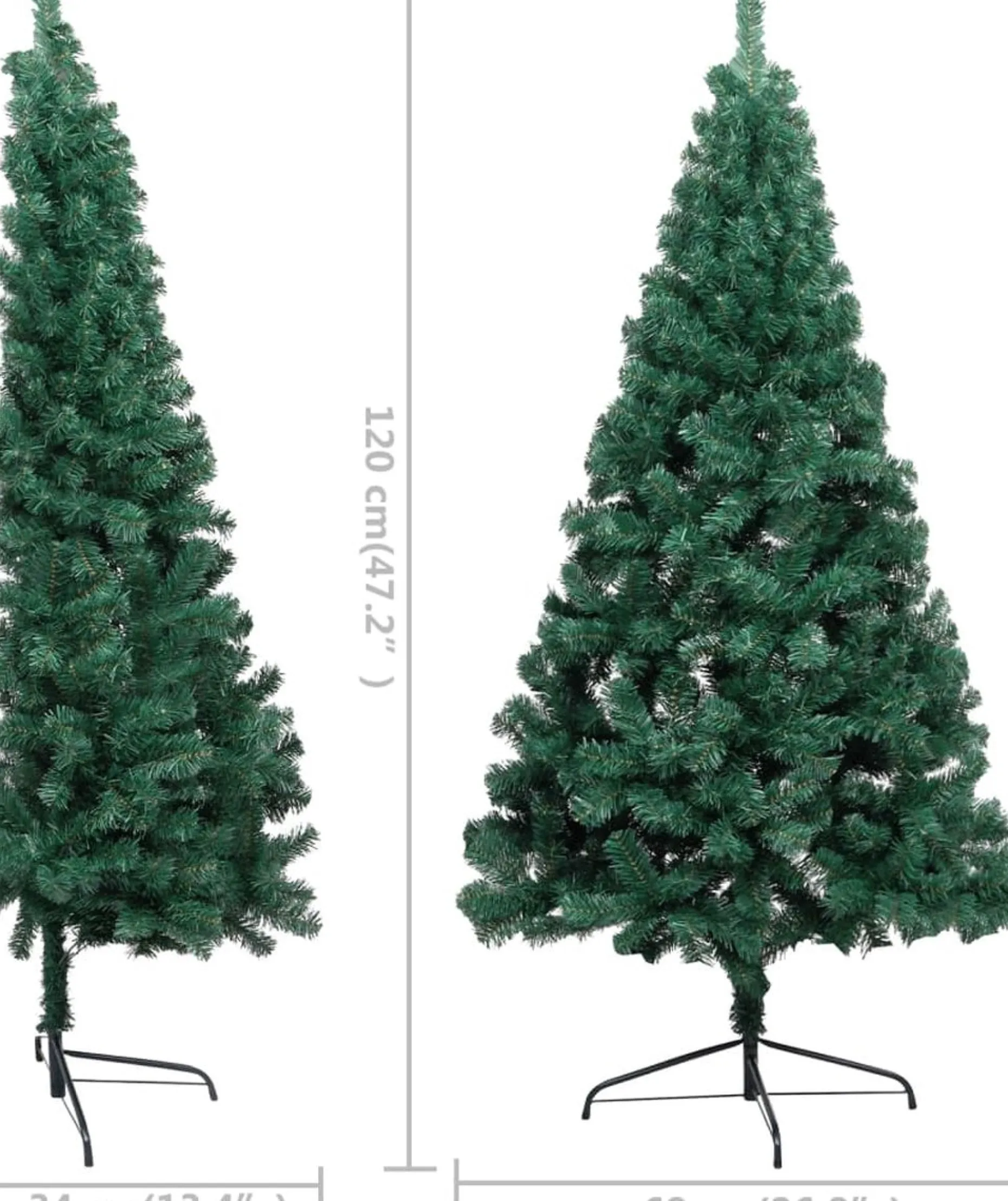 vidaXL Decoratieve Kerstbomen^ Kunstkerstboom Met Standaard Half 120 Cm Pvc Groen