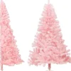 vidaXL Decoratieve Kerstbomen^ Kunstkerstboom Met Standaard Half 150 Cm Pvc Roze