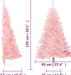 vidaXL Decoratieve Kerstbomen^ Kunstkerstboom Met Standaard Half 150 Cm Pvc Roze