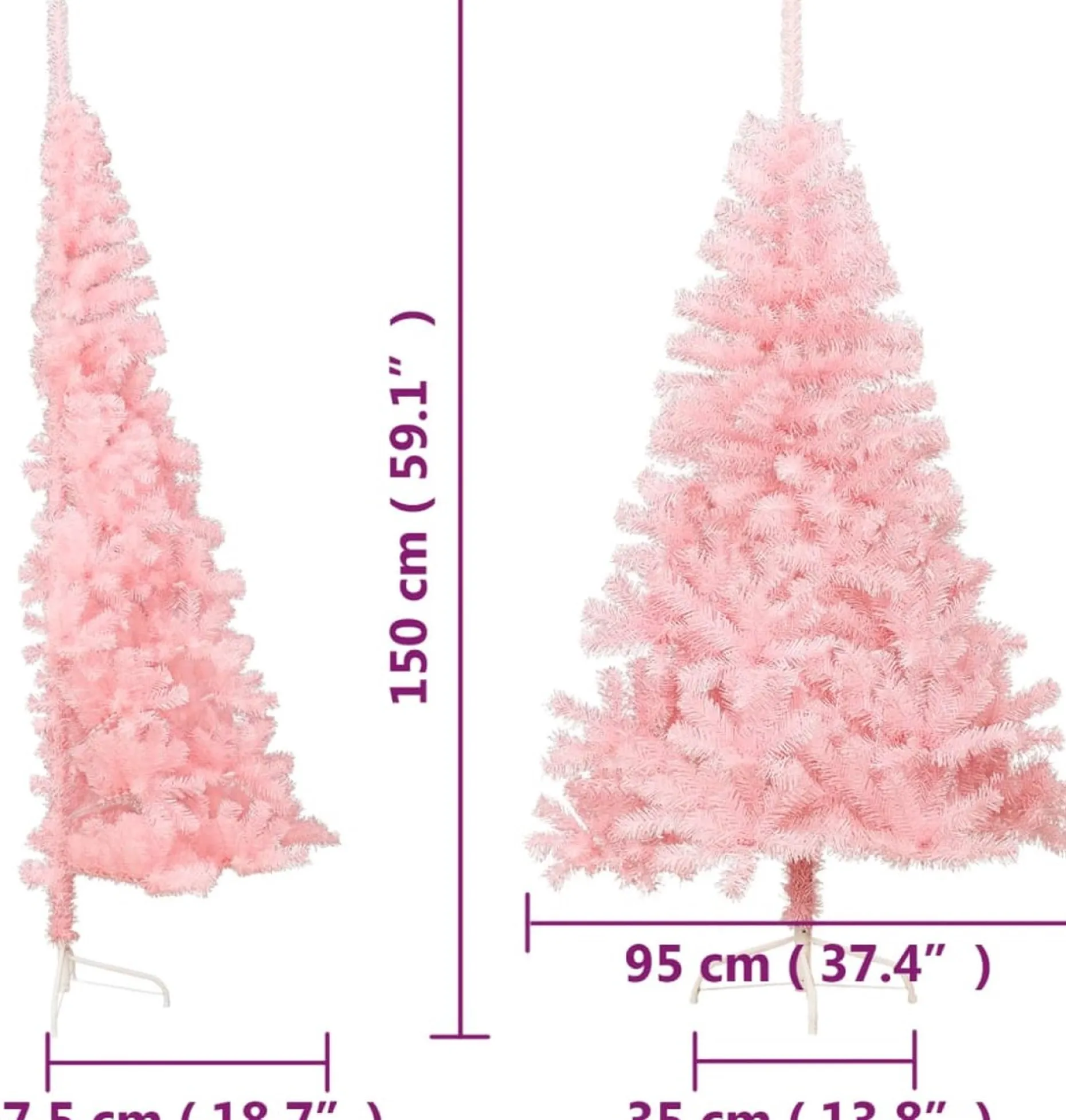 vidaXL Decoratieve Kerstbomen^ Kunstkerstboom Met Standaard Half 150 Cm Pvc Roze