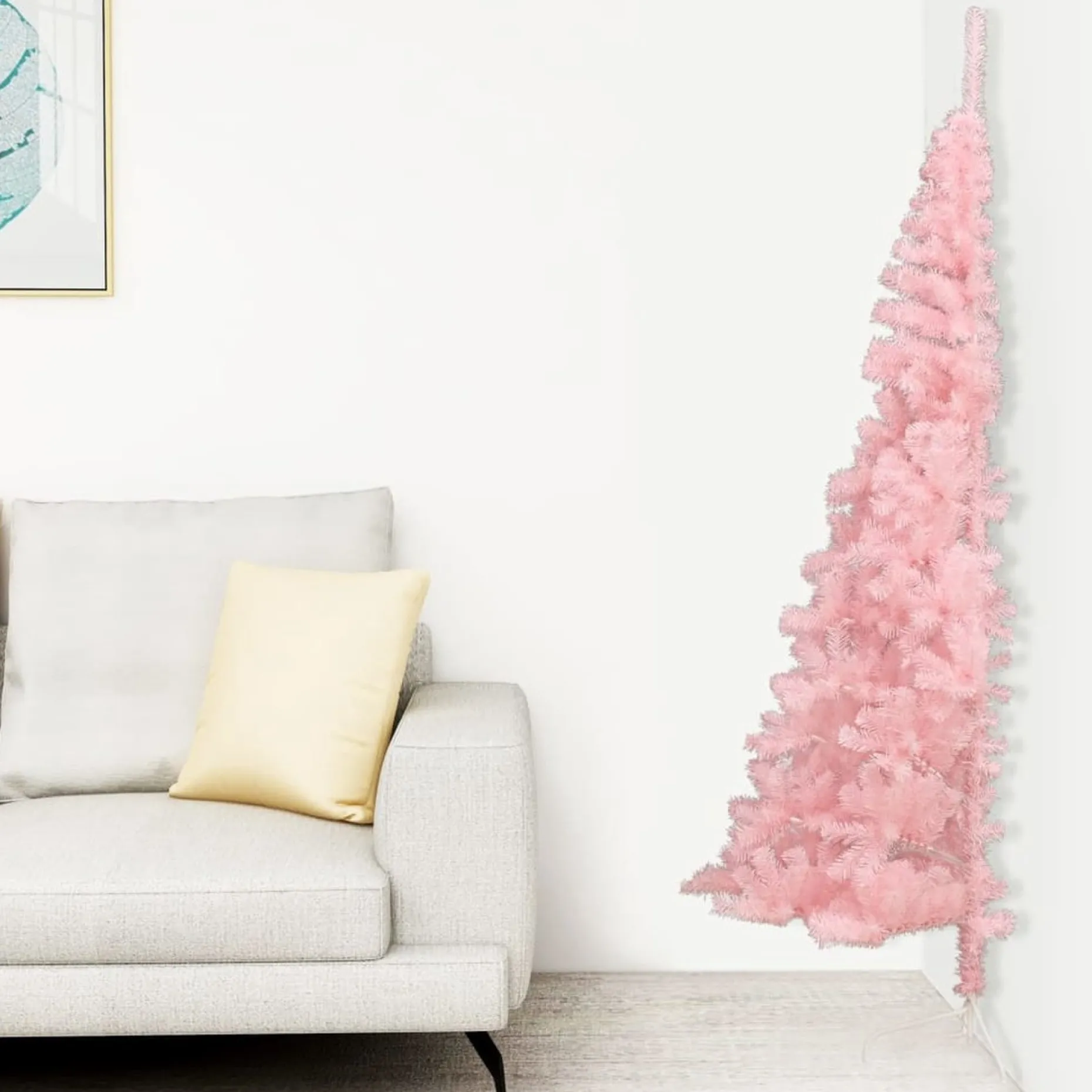 vidaXL Decoratieve Kerstbomen^ Kunstkerstboom Met Standaard Half 150 Cm Pvc Roze