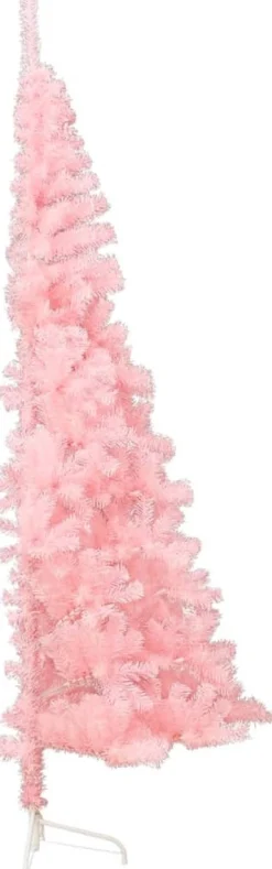 vidaXL Decoratieve Kerstbomen^ Kunstkerstboom Met Standaard Half 150 Cm Pvc Roze
